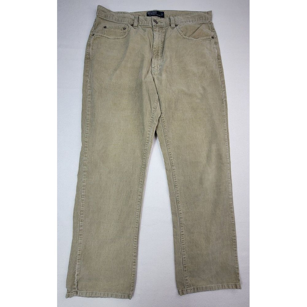 VTG Polo Ralph Lauren Corduroy‎ Jeans Mens 35x30 Pants Beige